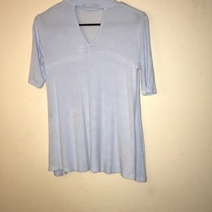 High neck blue shirt